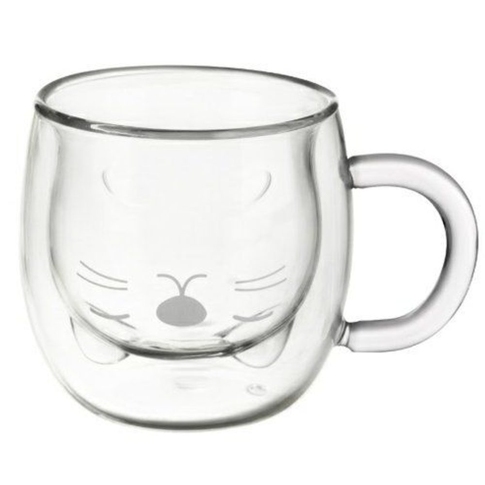 hrnek 300ml-1ks-2stěnný KOČKA, sklo