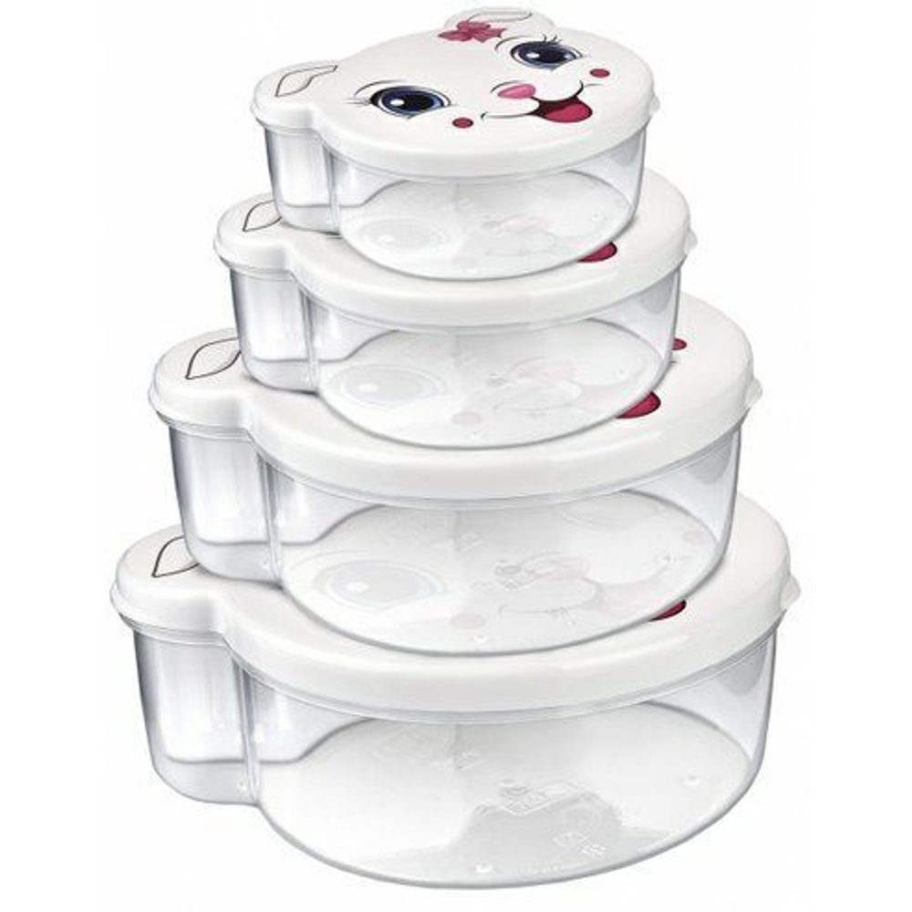 Levně box-sada 4ks-ZOO, KOČKA, svačina, (0,75 0,50 0,30 0,20l), plast