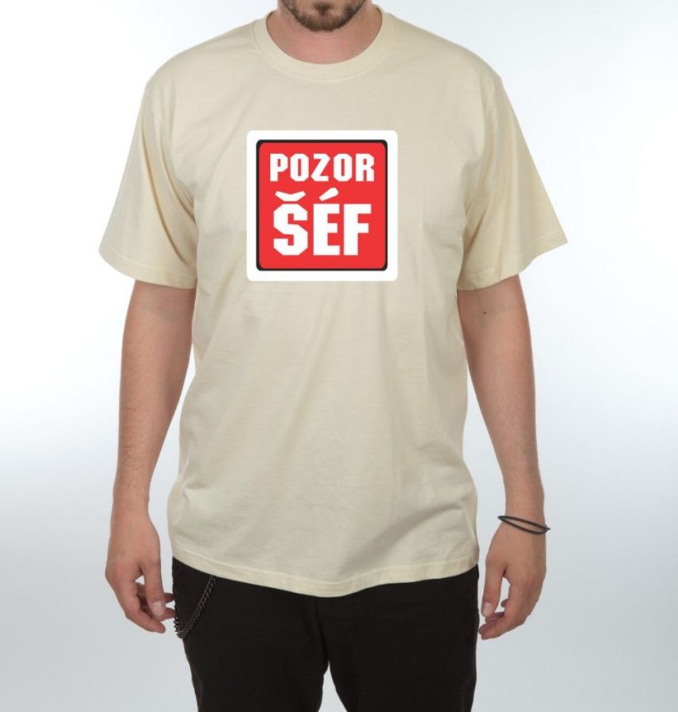 Levně Tričko - Pozor šéf - L písková