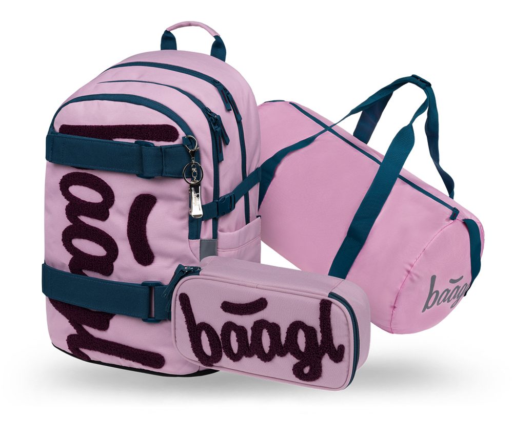 Levně BAAGL SET 3 Skate Rose: batoh, penál, sportovní taška GRS