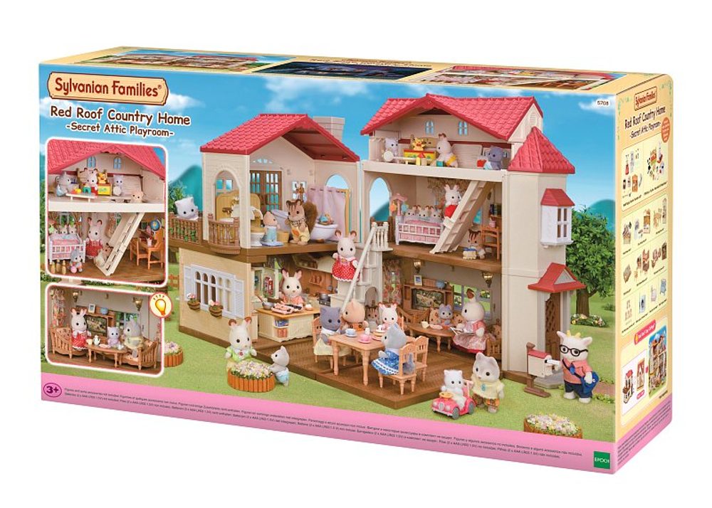 Levně Sylvanian family Patrový dům s červenou střechou a se světly, nový