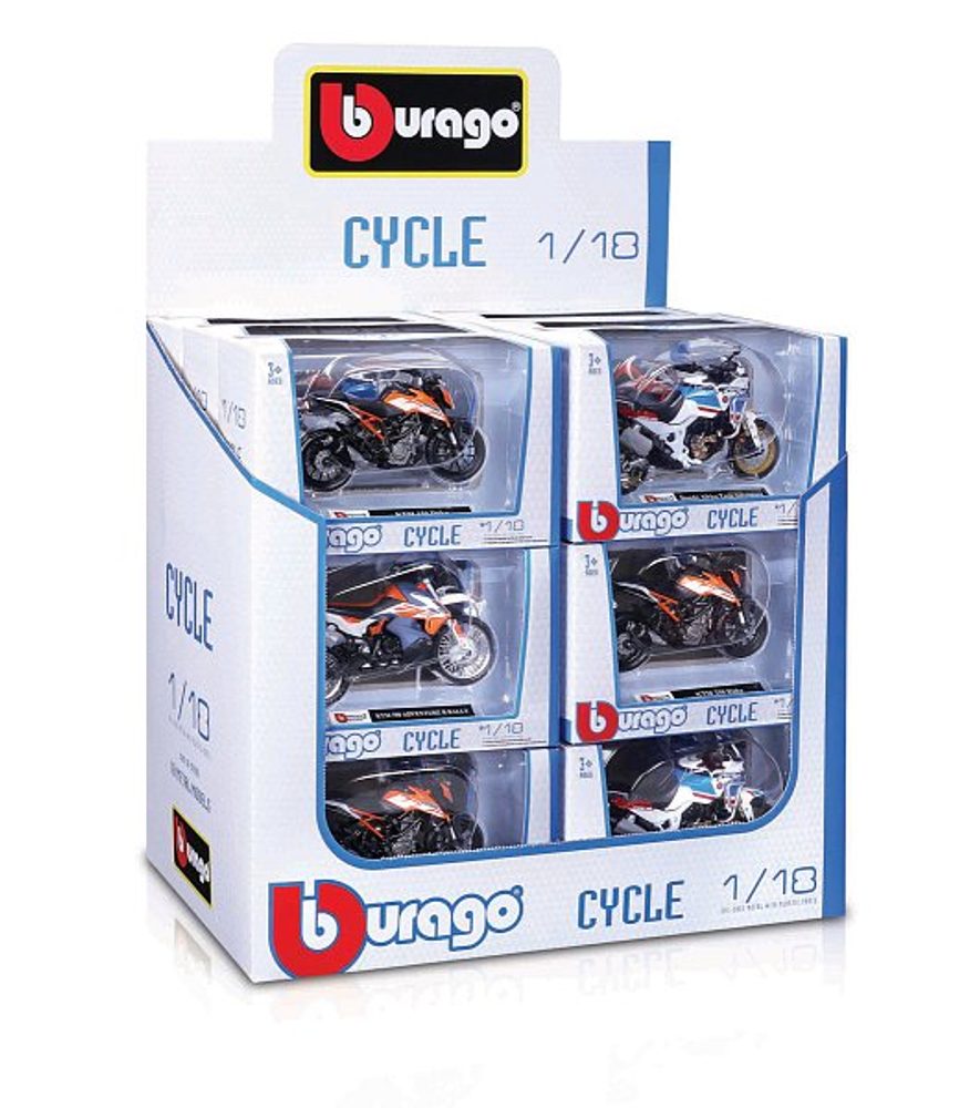 Levně Bburago - Motocykl, CYCLE, display 18ks, 1:18, assort