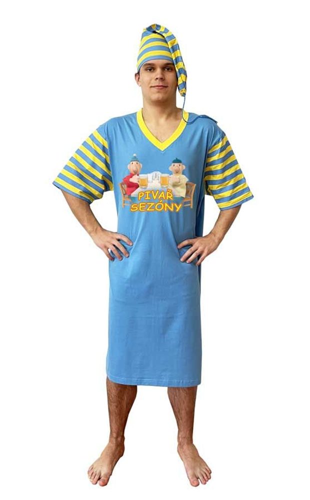 Levně Noční košile - Pivaři - modro-žlutá - 3XL