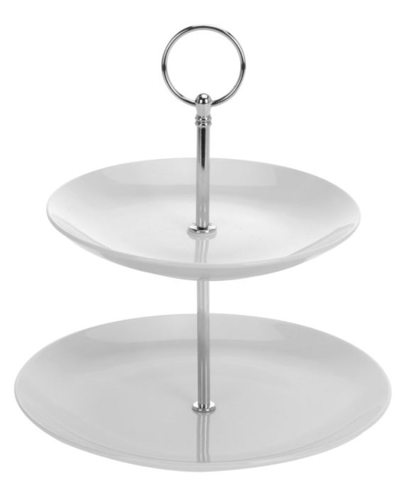 Levně etažér 2patra, d17,21cm, porcelán/Cr