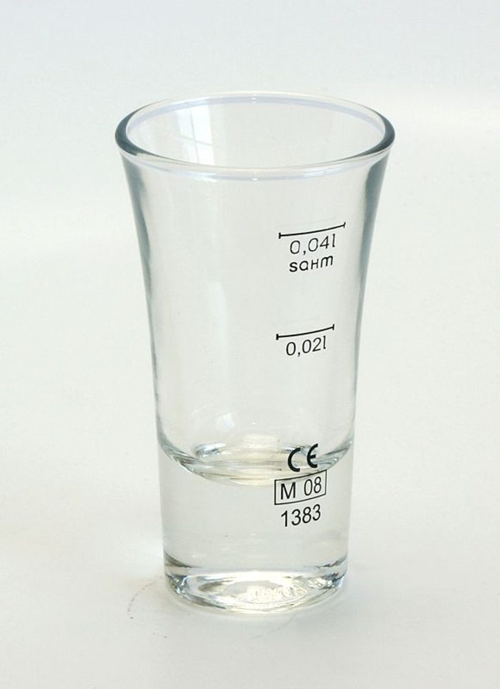 Levně sklen. 20/40ml, 1ks, SENIOR cejch. panák (min.obj.6ks)