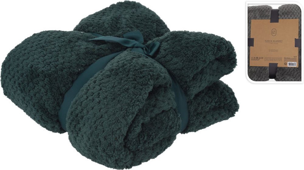 Levně HOMESTYLING Deka fleece 130 x 170 cm PREMIUM tmavě zelená KO-HZ1011950
