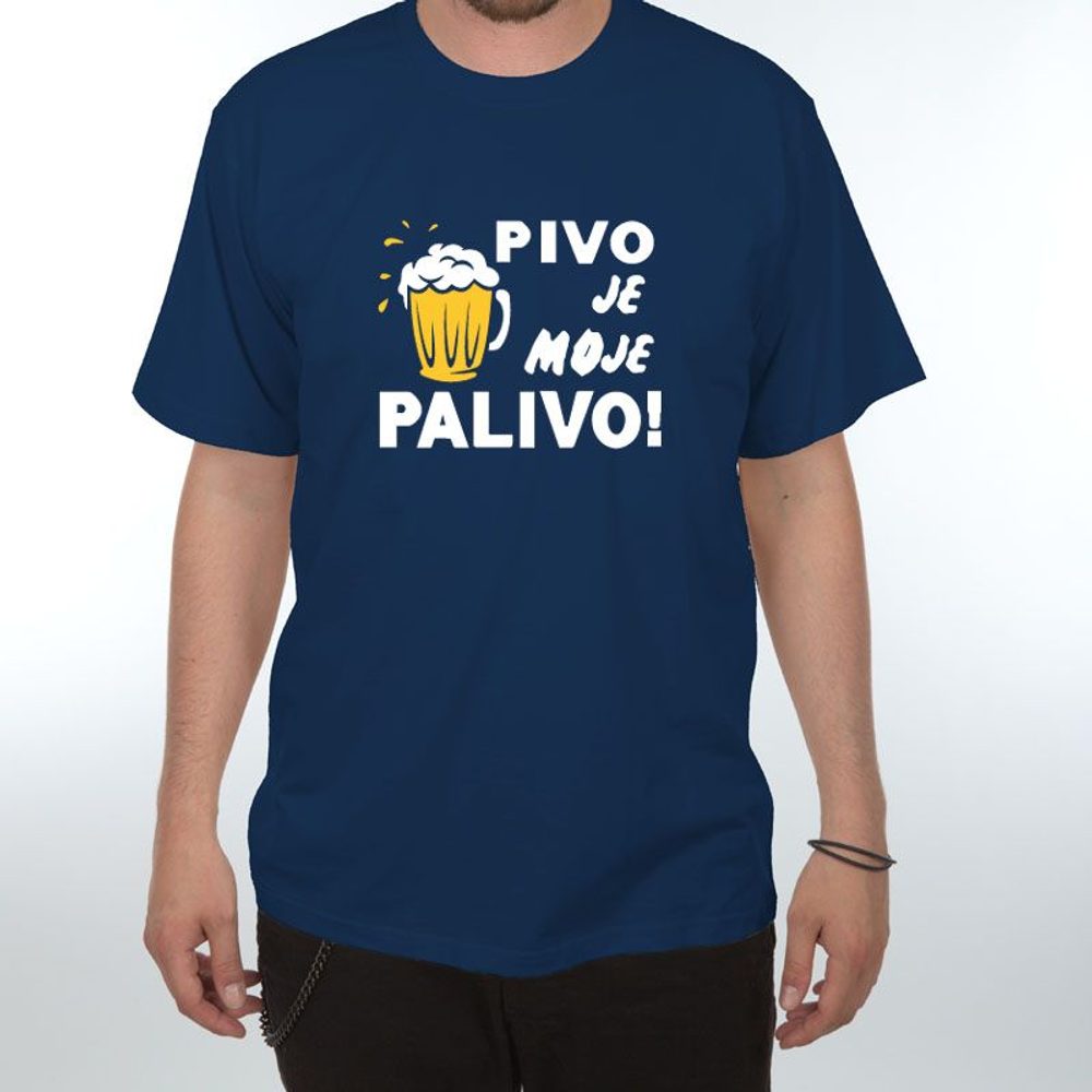 Levně Tričko - Pivo je moje palivo - XL tmavě modrá