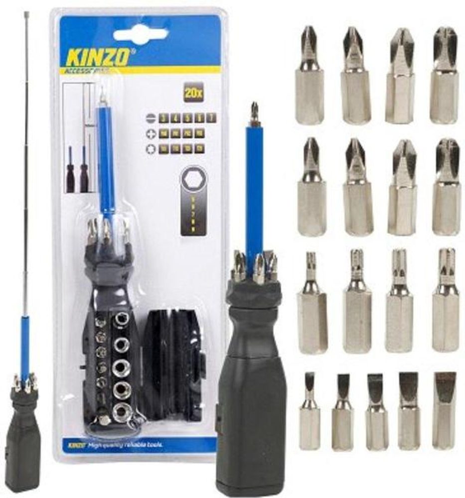 Levně Kinzo ŠROUBOVÁK + BITSET 20KS KINZO