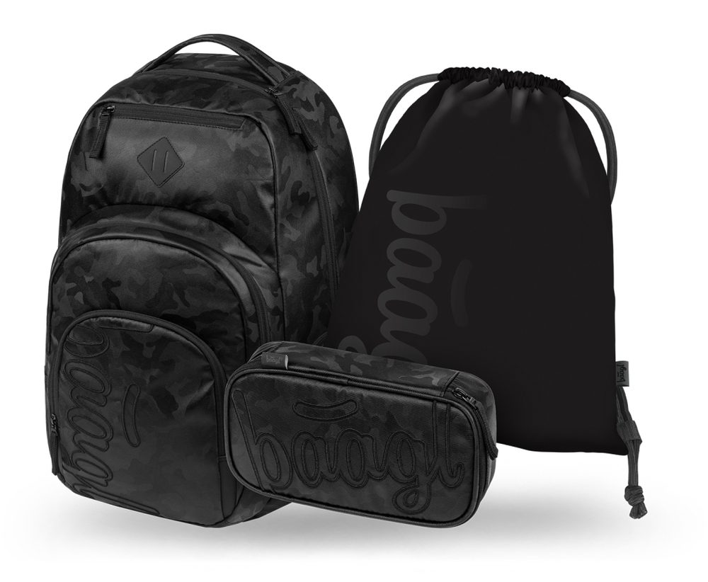 Levně BAAGL SET 3 Coolmate Onyx: batoh, penál, sáček