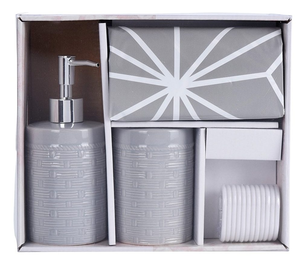 Levně EXCELLENT HOUSEWARE Sada doplňků do koupelny DOLOMITE 4 ks šedá KO-CY2210530seda