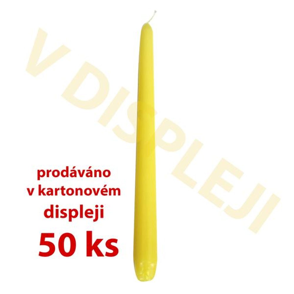 Levně Nezařazeno SVÍČKA KÓNICKÁ DISPL.50 KS,18,5X2,3CM PARAF.ŽLUTÁ