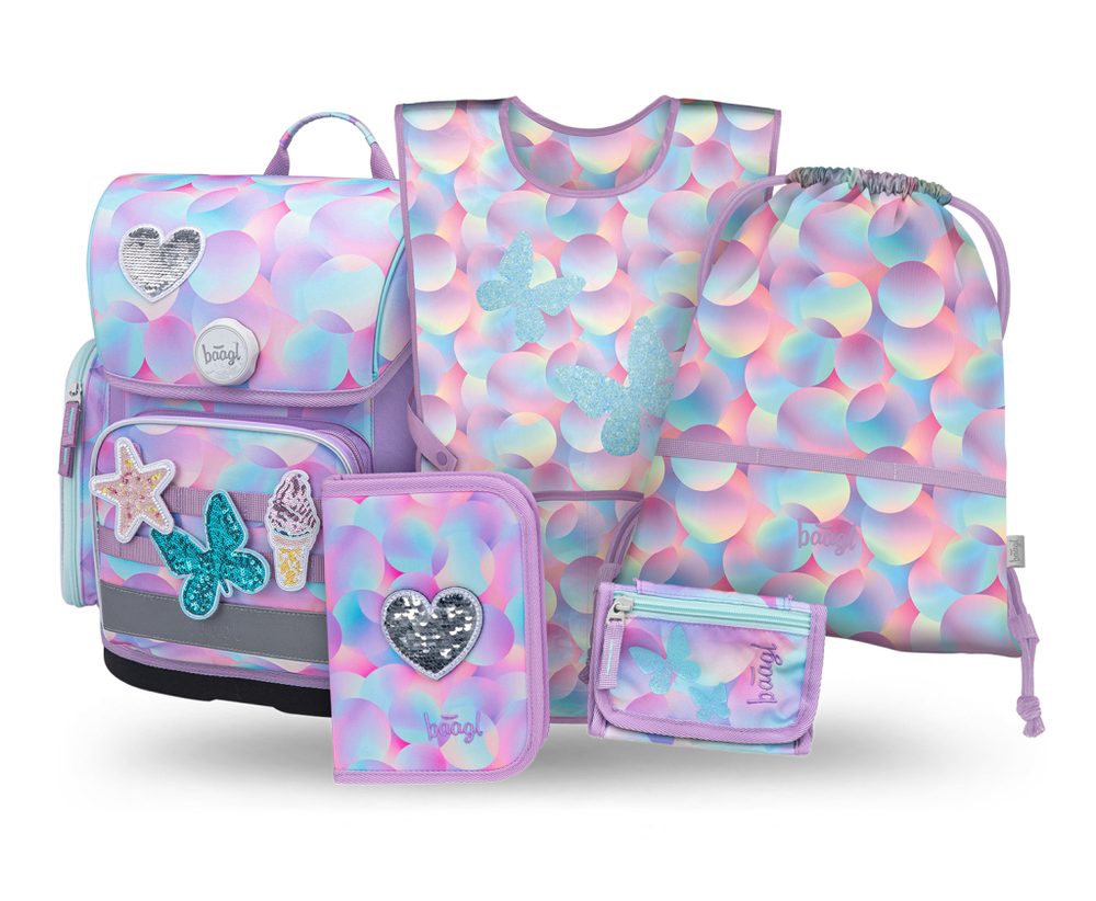 Levně BAAGL SET 5 Ergo Candy: aktovka, penál, sáček, zástěra, peněženka