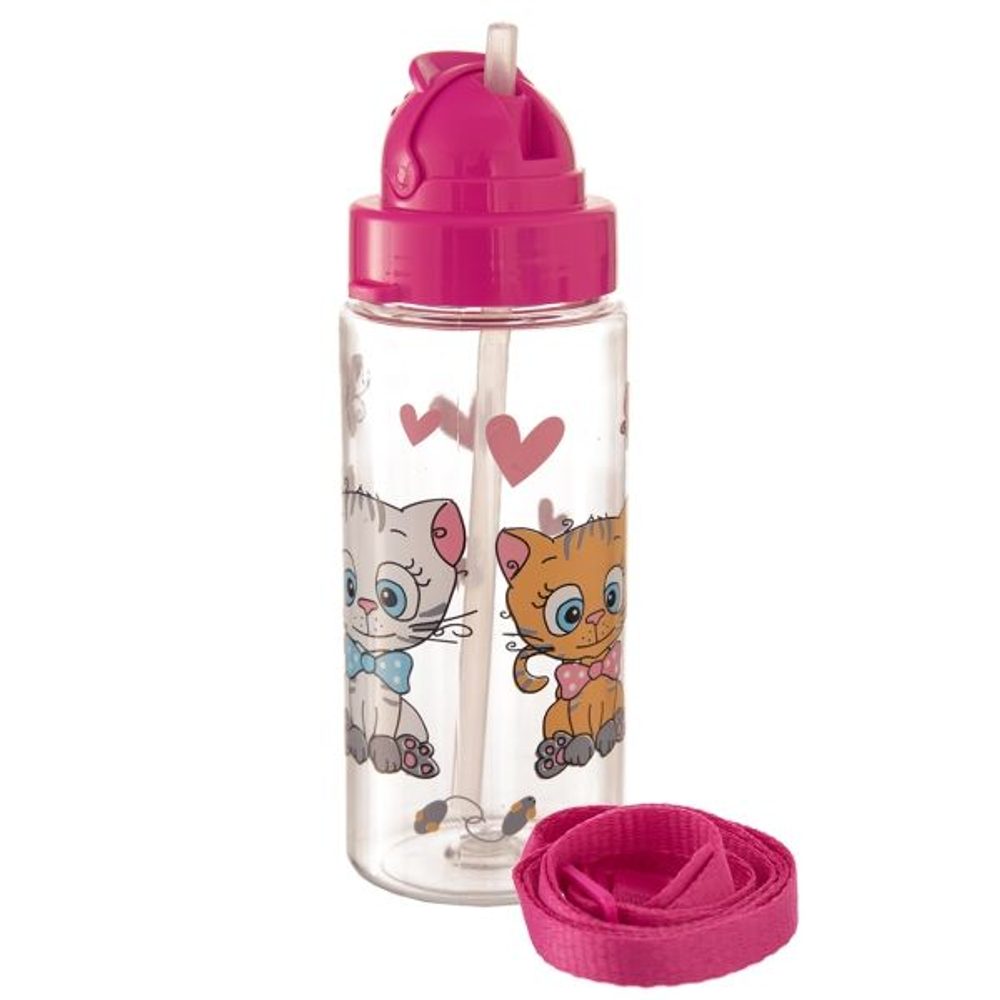 Levně láhev 0,50l KOCOUŘI, brčko, TRITAN, transp. plast