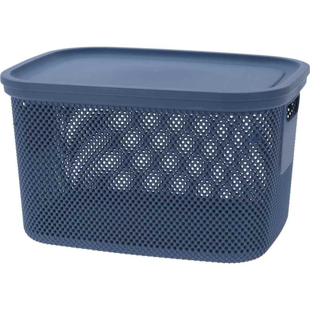 Levně EXCELLENT HOUSEWARE Úložný koš s víkem 18 l modrá KO-027000210modr