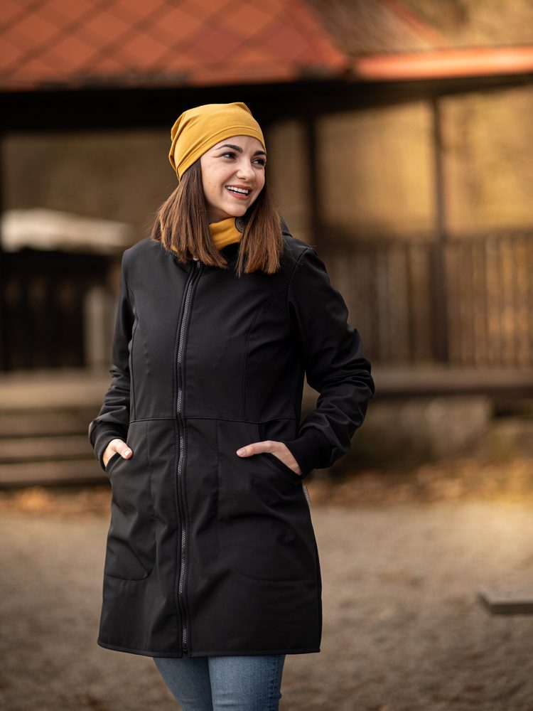 Levně Unuo, Dámský softshellový kabát s fleecem Street, Černá - 3XL