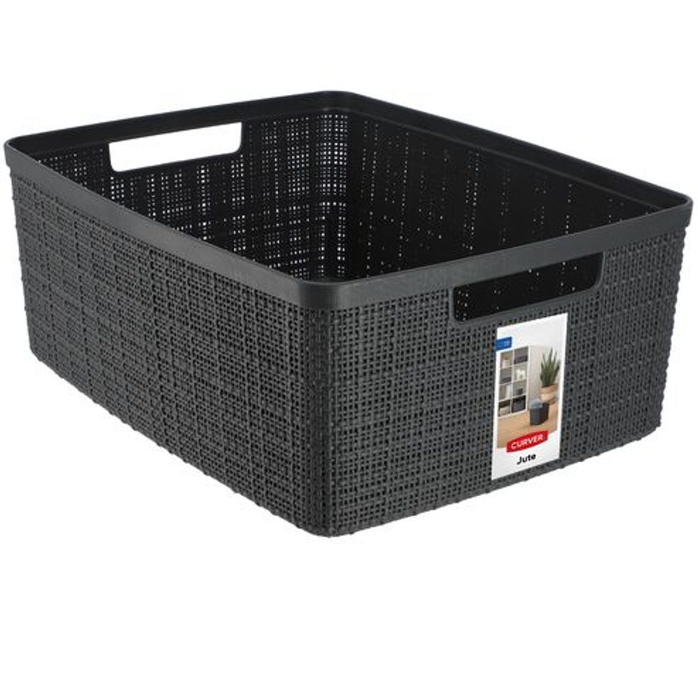 Levně košík 36x28x15cm JUTE M, CURVER, tm.šedý, plast