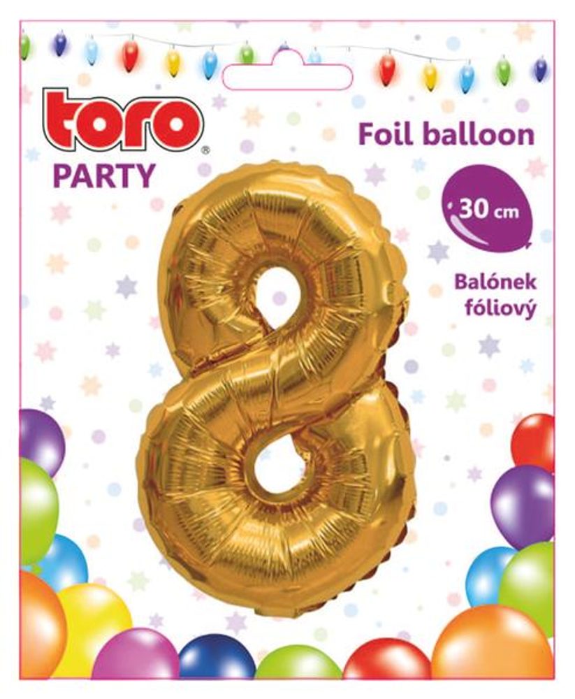 Levně TORO BALÓNEK ČÍSLICE 8, 30CM, MATNĚ ZLATÁ