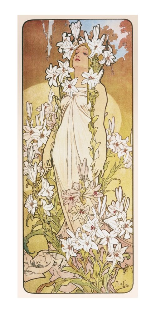 Levně Presco Group Pohled Alfons Mucha – Lily, dlouhý