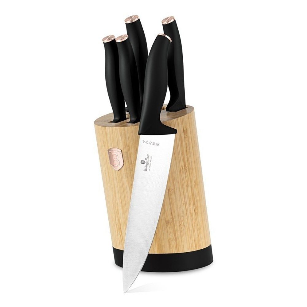 Levně BERLINGERHAUS Sada nožů se stojanem BAMBOO 6 ks nerez Black Rose Collection BH-2752