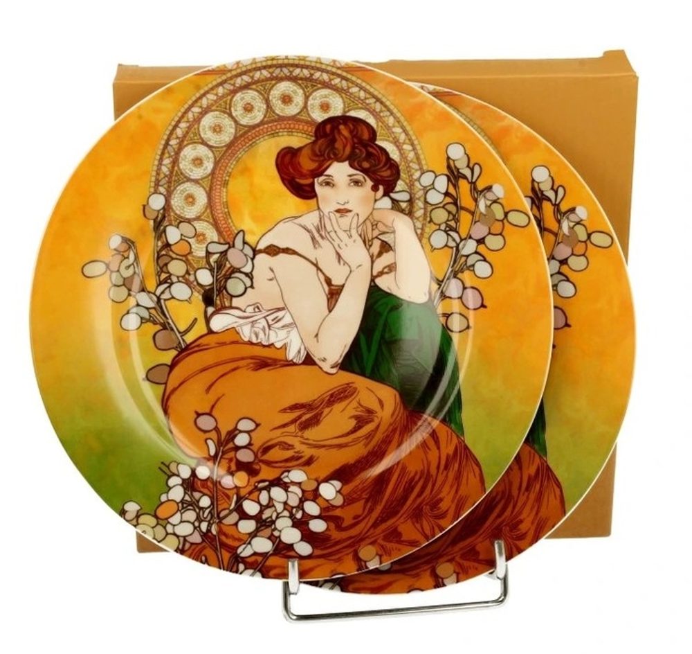 Levně talíř d19cm-2ks-dezertní A.MUCHA, TOPAZ, DB, porcelán