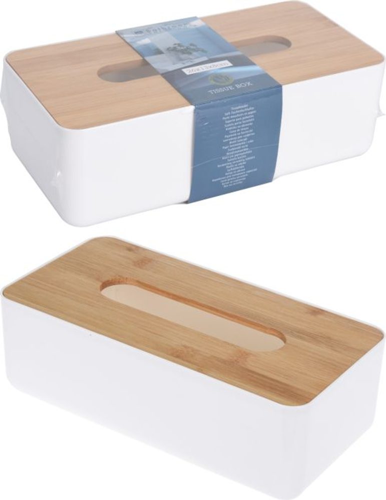 Levně box 26x13x 8cm na papír.ubrousky, bambus/plast