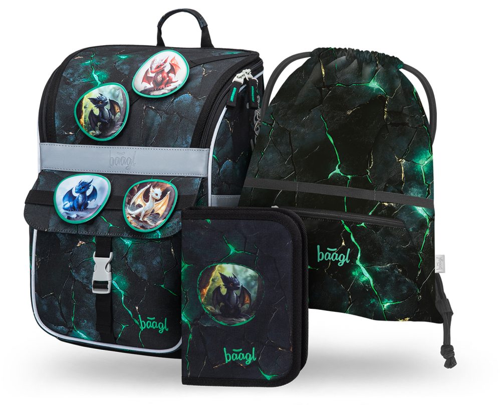 Levně BAAGL SET 3 Zippy Draci: aktovka, penál, sáček