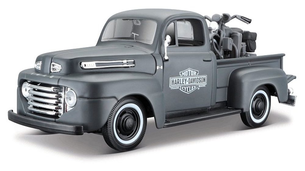 Levně Maisto - Harley-Davidson Custom, 1948 Ford F-1 Pickup + 1:24 1942 WLA Flathead, 1:24