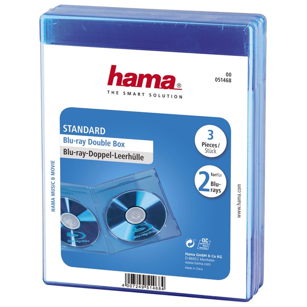 Levně Hama obal pro 2 Blu-ray disky, modrý, 3 ks v balení (cena za balení'
