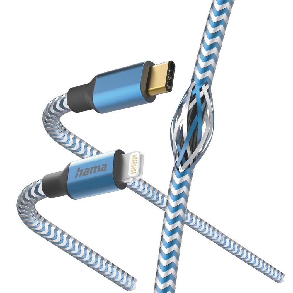 Levně Hama MFi USB-C Lightning kabel Reflective pro Apple, 1,5 m, modrý