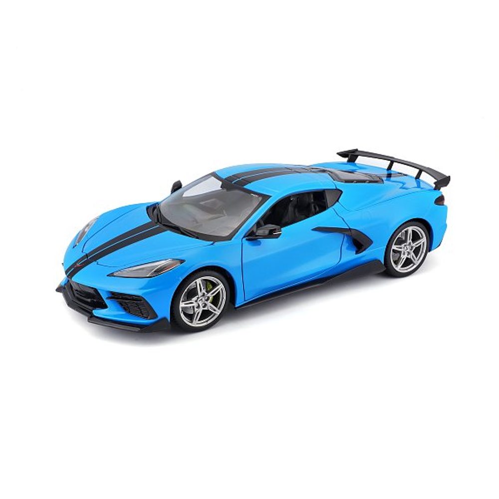 Levně Maisto - 2020 Chevrolet Corvette Stingray Coupe (High Wing), modrá, 1:18