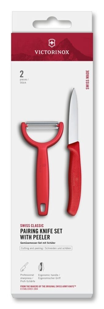 Levně sada nůž + Y škrabka PARING KN.+P, SWISS CL. VICTORINOX, červ.
