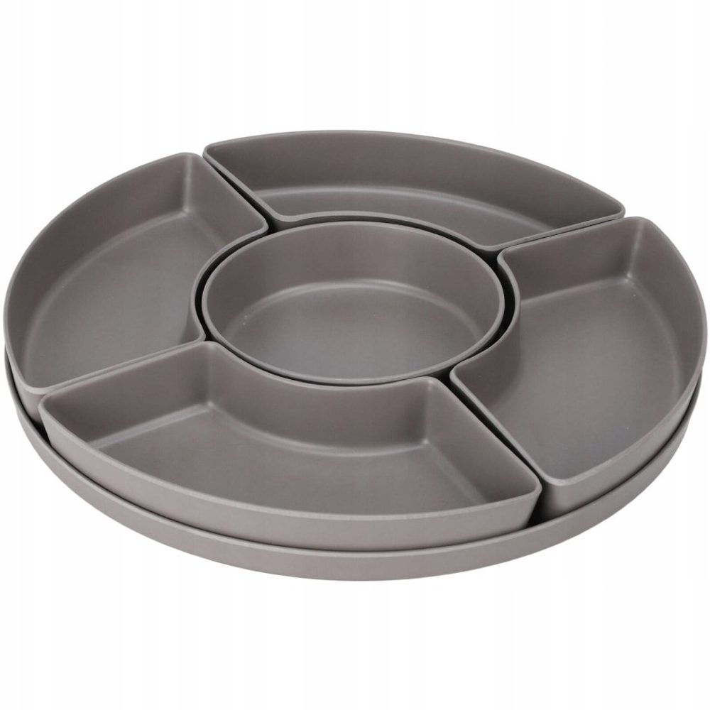 Levně EXCELLENT HOUSEWARE Misky servírovací s tácem sada 6 ks šedá KO-177602550seda