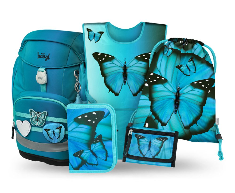 Levně BAAGL SET 5 Airy Plus Butterfly: batoh, penál, sáček, zástěra, peněženka