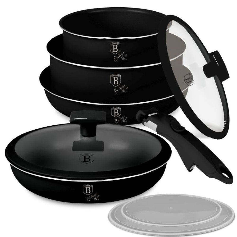 Levně BERLINGERHAUS Sada nádobí s titanovým povrchem 9 ks Matte Black Collection BH-8257