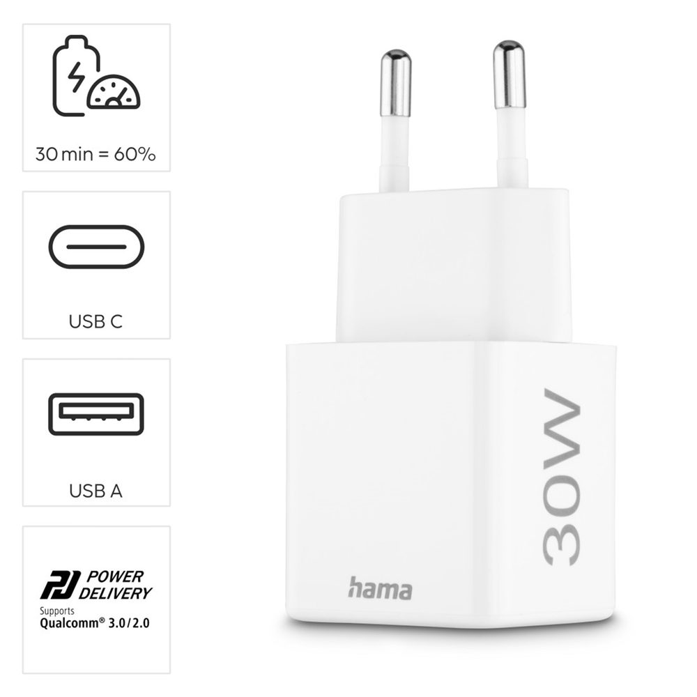 Hama rychlá USB nabíječka USB-C + USB-A, PD/QC, 30 W (obrázek 10)