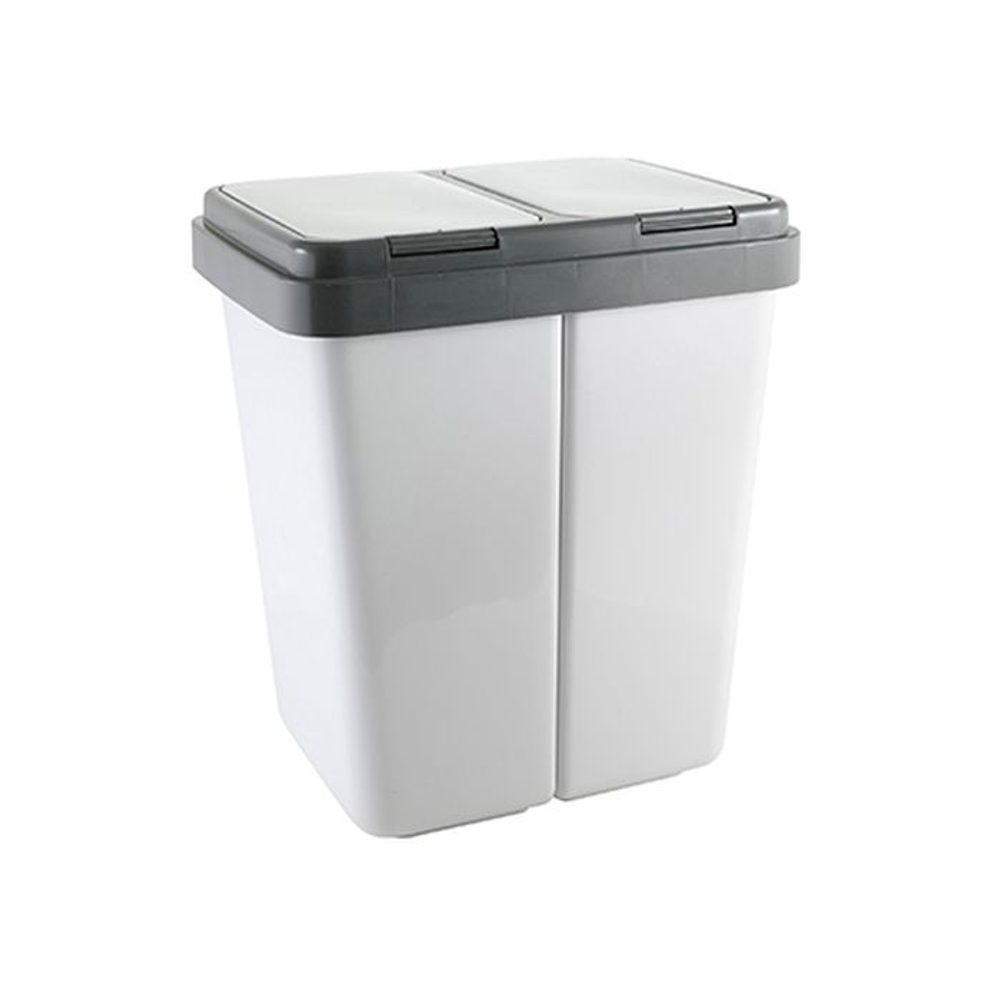 Levně koš odp.2x23l DUO, hran., výklop, granit, plast