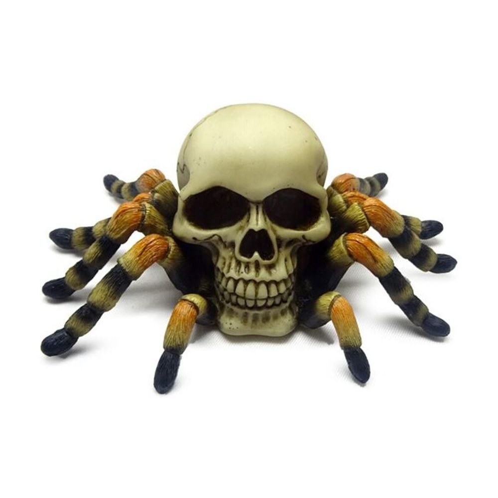 Levně dekorace LEBKA-pavouk, HALLOWEEN, 17x11x7cm polyresin/kov