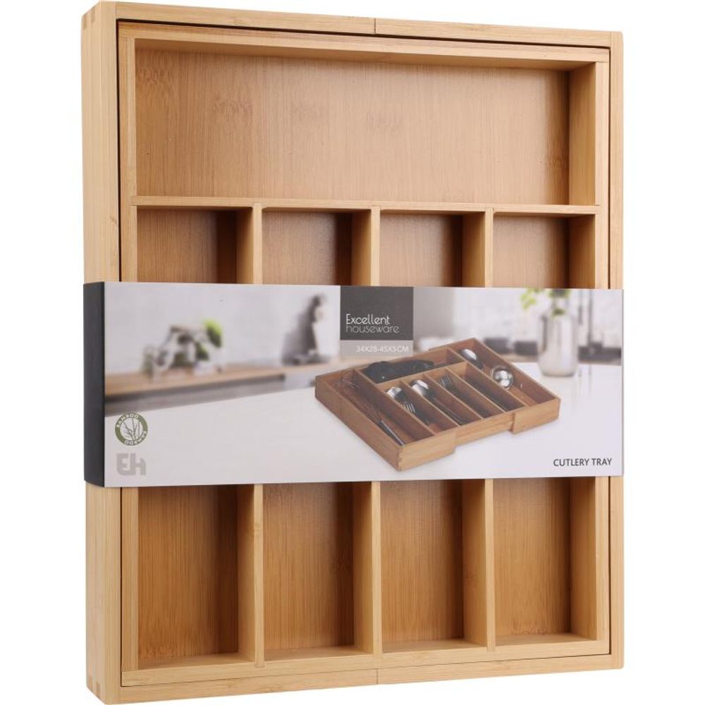Levně EXCELLENT HOUSEWARE Příborník nastavitelný rozkládací bambus KO-BA2000020