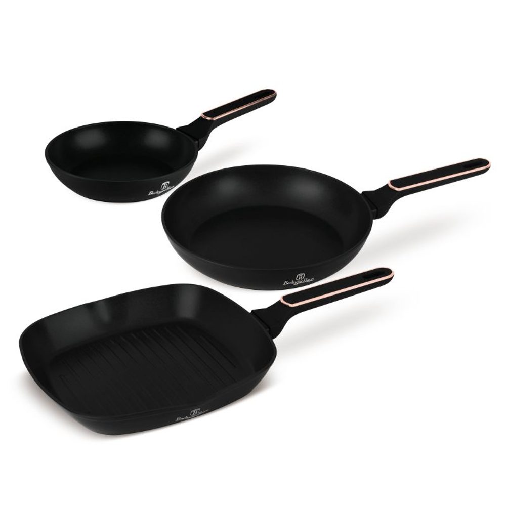 Levně BERLINGERHAUS Sada pánví s titanovým povrchem 3 ks Black Rose Collection BH-8361