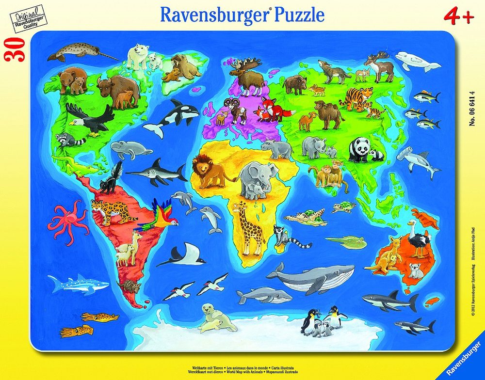 Levně Ravensburger Mapa světa se zvířaty 30-48d