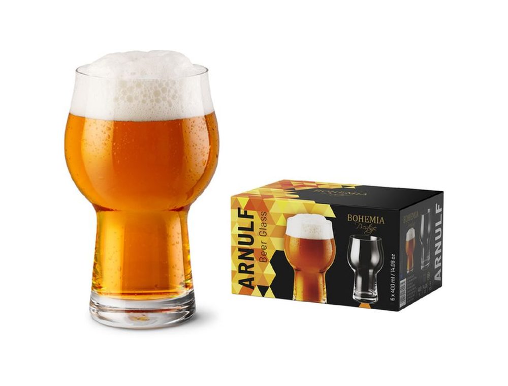 Levně sklen. 400ml, 6ks, BOHEMIA PR. ARNULF, pivo baněná