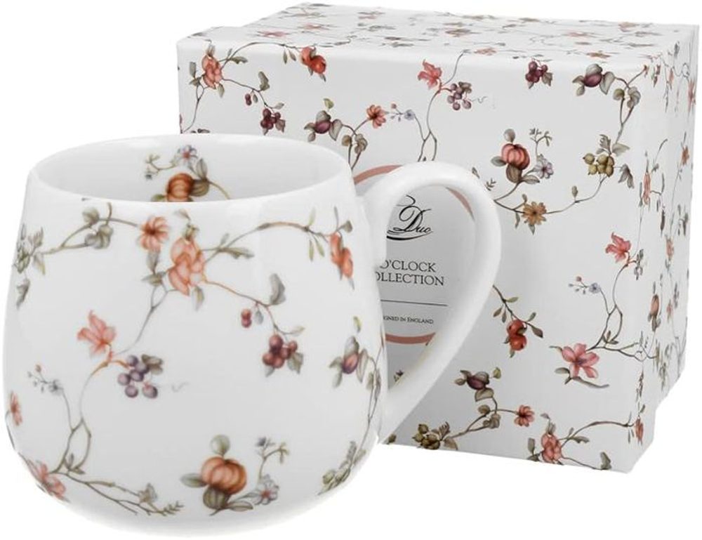 Levně hrnek 430ml baňatý SAFA kytičky, porcelán, DB