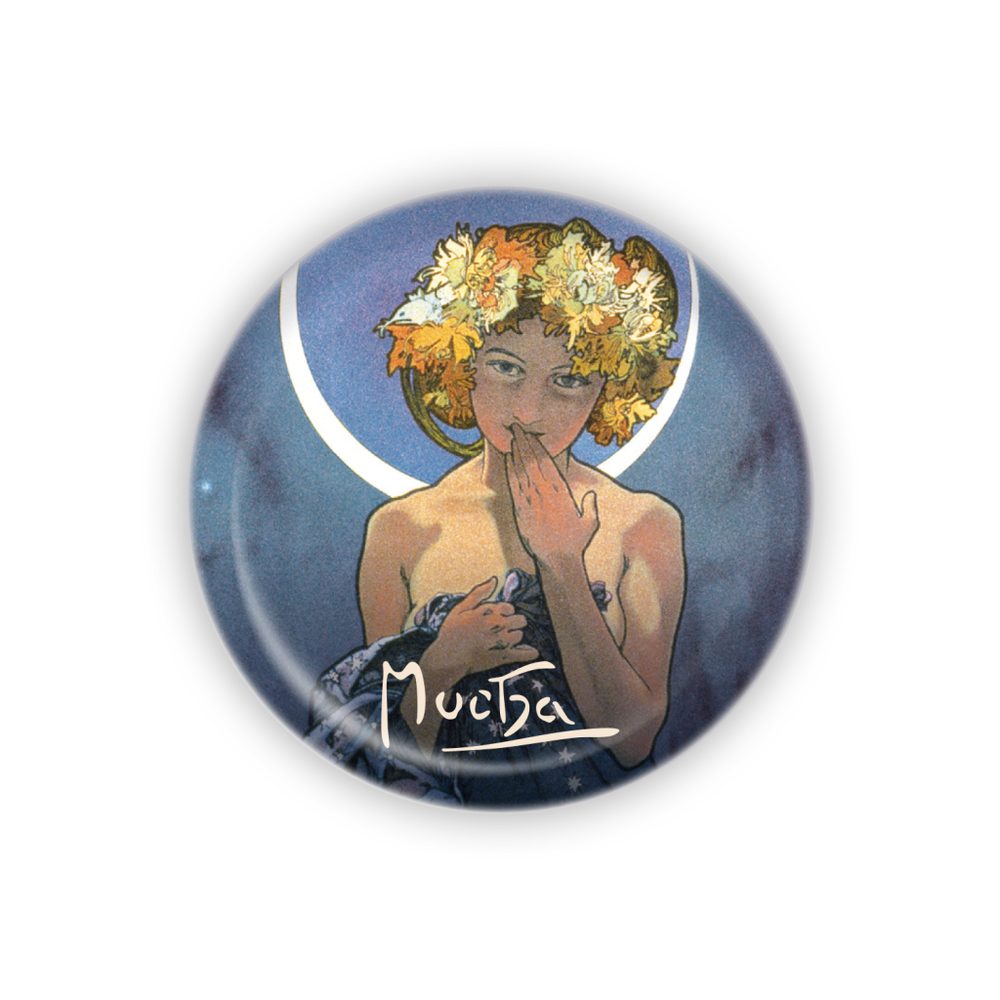 Levně Kovový otvírák Alfons Mucha - Luna, ø 5,8 cm