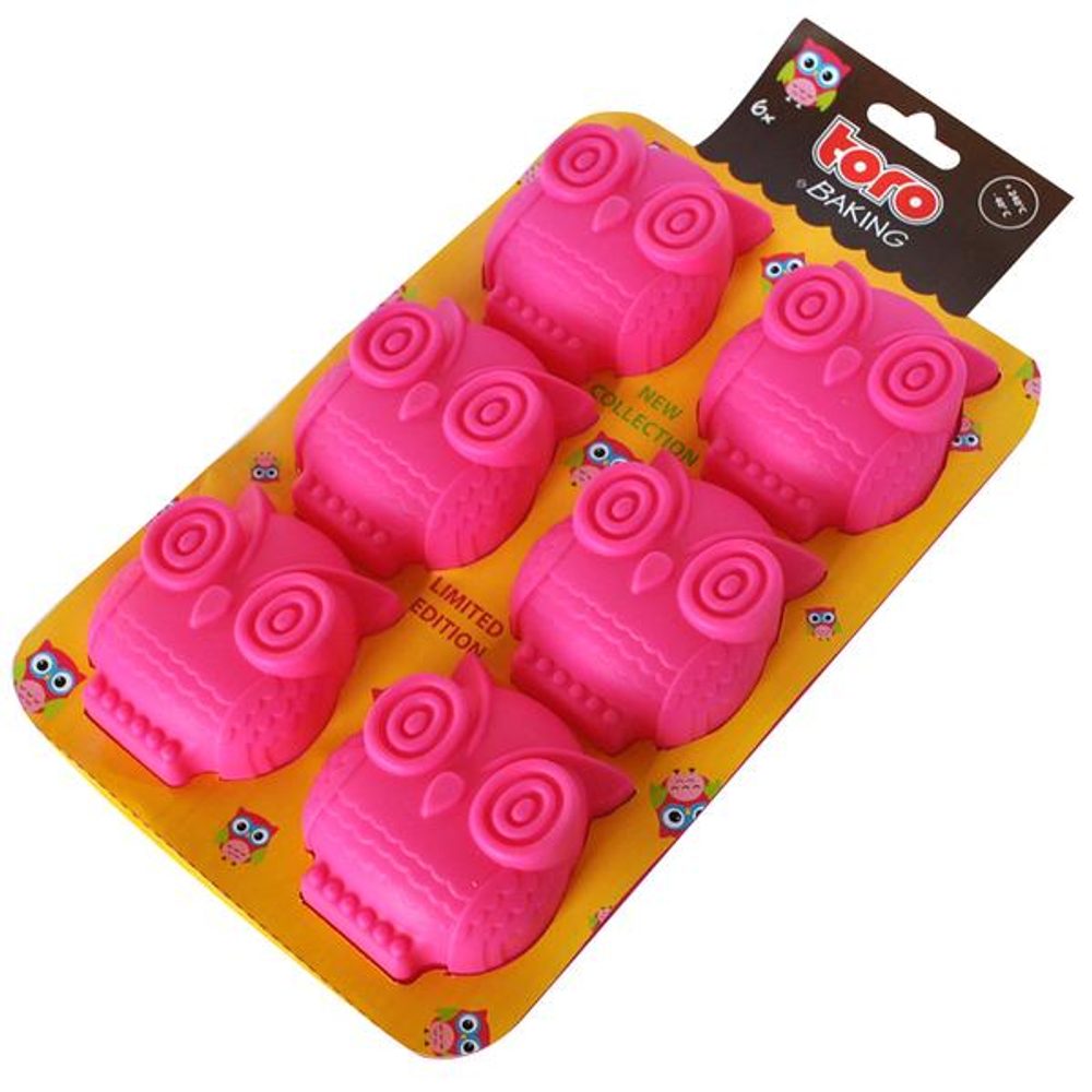 Levně TORO FORMA SILIKON, SOVY 6KS, 25,5X17X3CM, RŮŽOVÁ