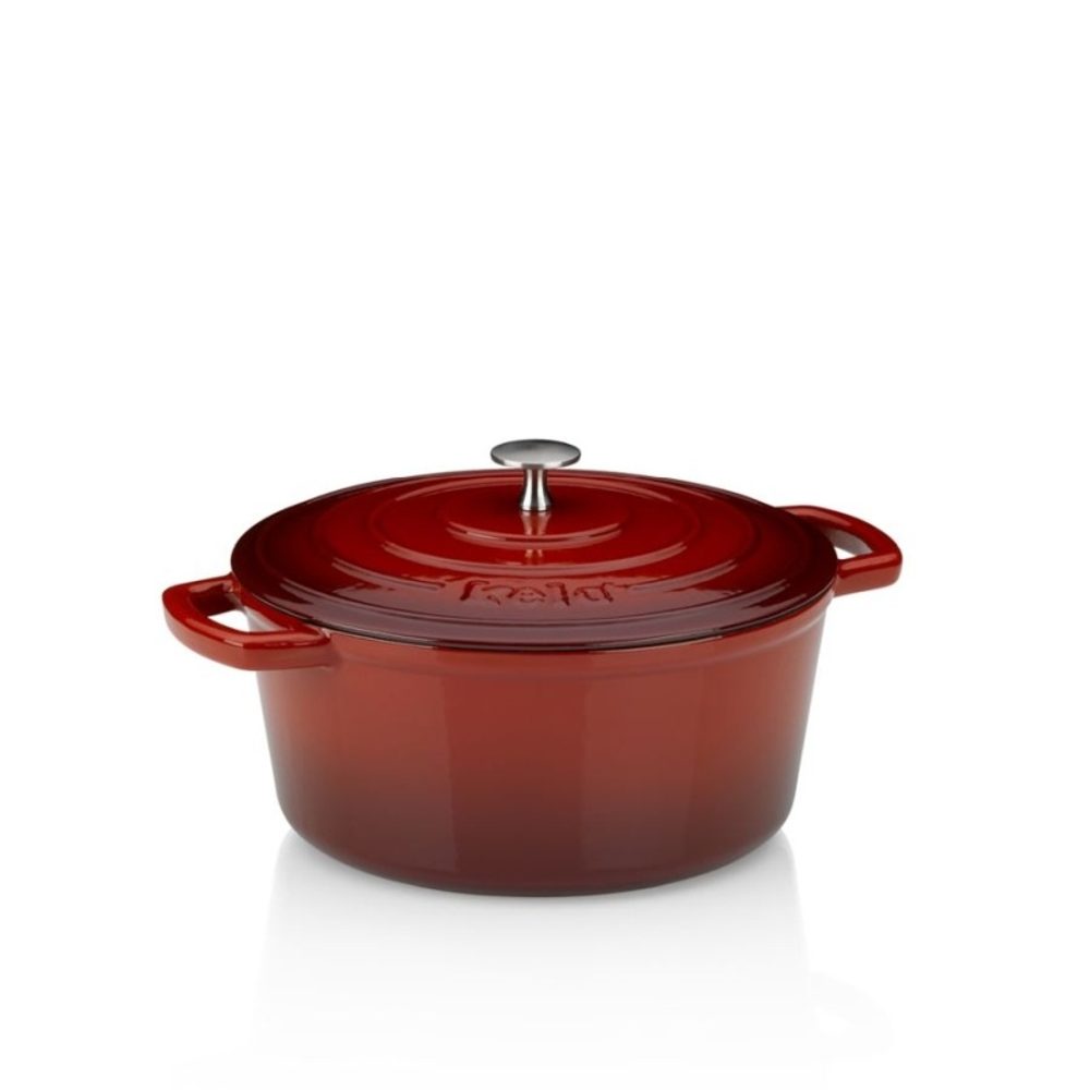 Levně KELA Pekáč litinový s poklicí CALIDO 26 cm červená KL-11948