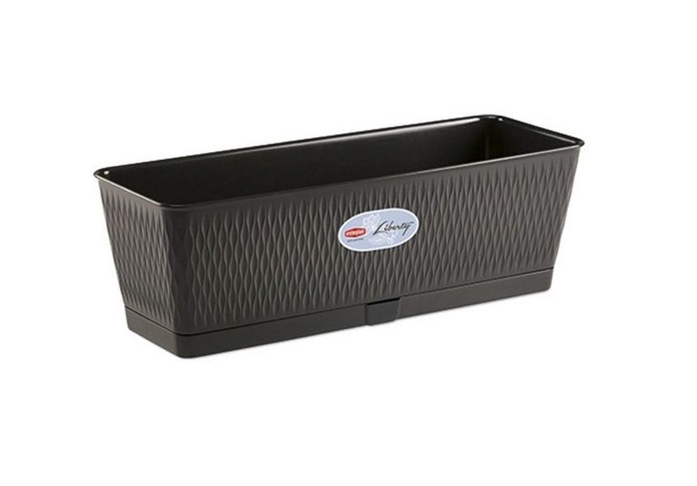 Levně truhlík 50cm grafit LIBERTY+miska,š18,v.16cm, plast