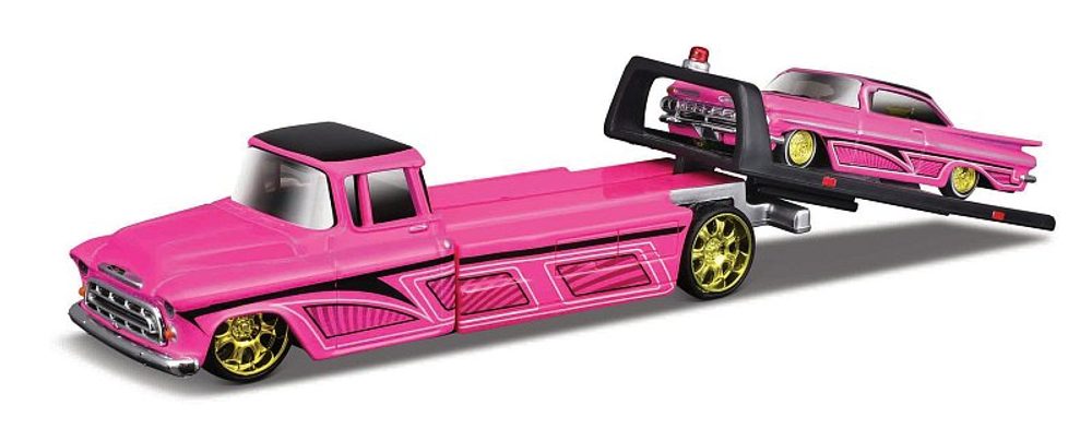 Levně Maisto - Design Elite Transport, 1957 Chevrolet Flatbed + 1959 Chevrolet Impala SS, 1:64