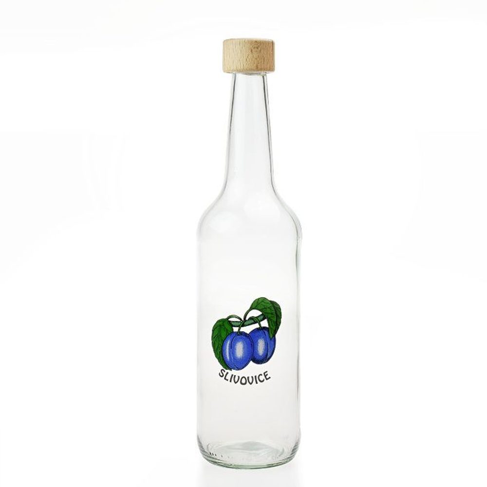 Levně láhev 0,5 l Geradehals, ŠVESTKY, uz.28 dřevo