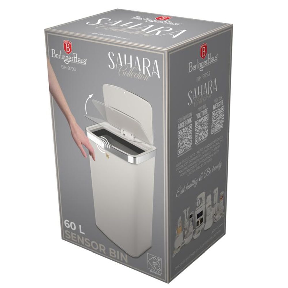 BERLINGERHAUS Koš odpadkový se senzorovým otvíráním 60 l Sahara Collection BH-9793
