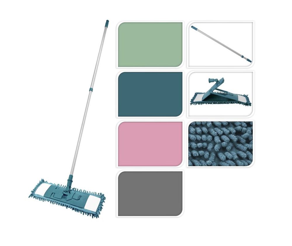 Levně mop CLEANIN plochý žinyl 42x13cm.4barvy,telesk.tyč do 130cm